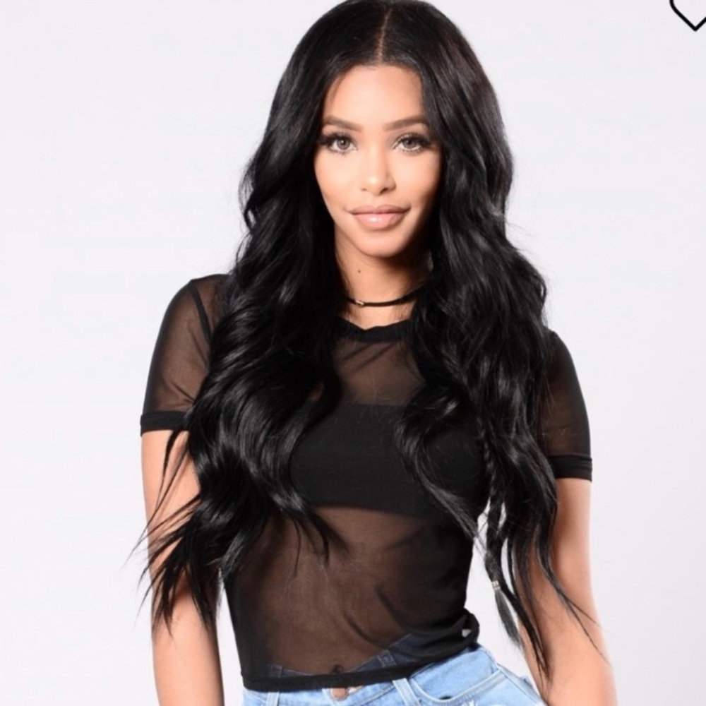 Fashion Nova Black Sheer Crop Top